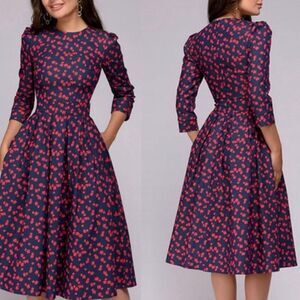 Floral Retro Women Dress Size S